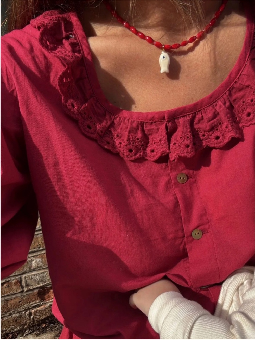 Laneway Antique Blouse and Shorts in Cherry - Picture 3 of 4